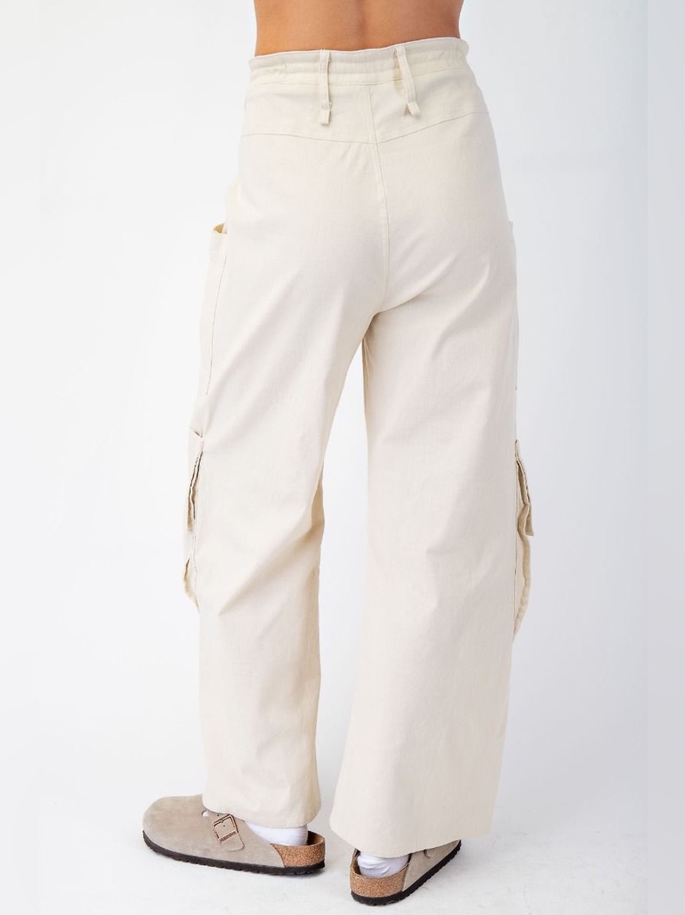 Easel | Laid Back Artisan Linen Blend Wide Leg Utility Cargo Pants New NWT Small - Picture 5 of 10